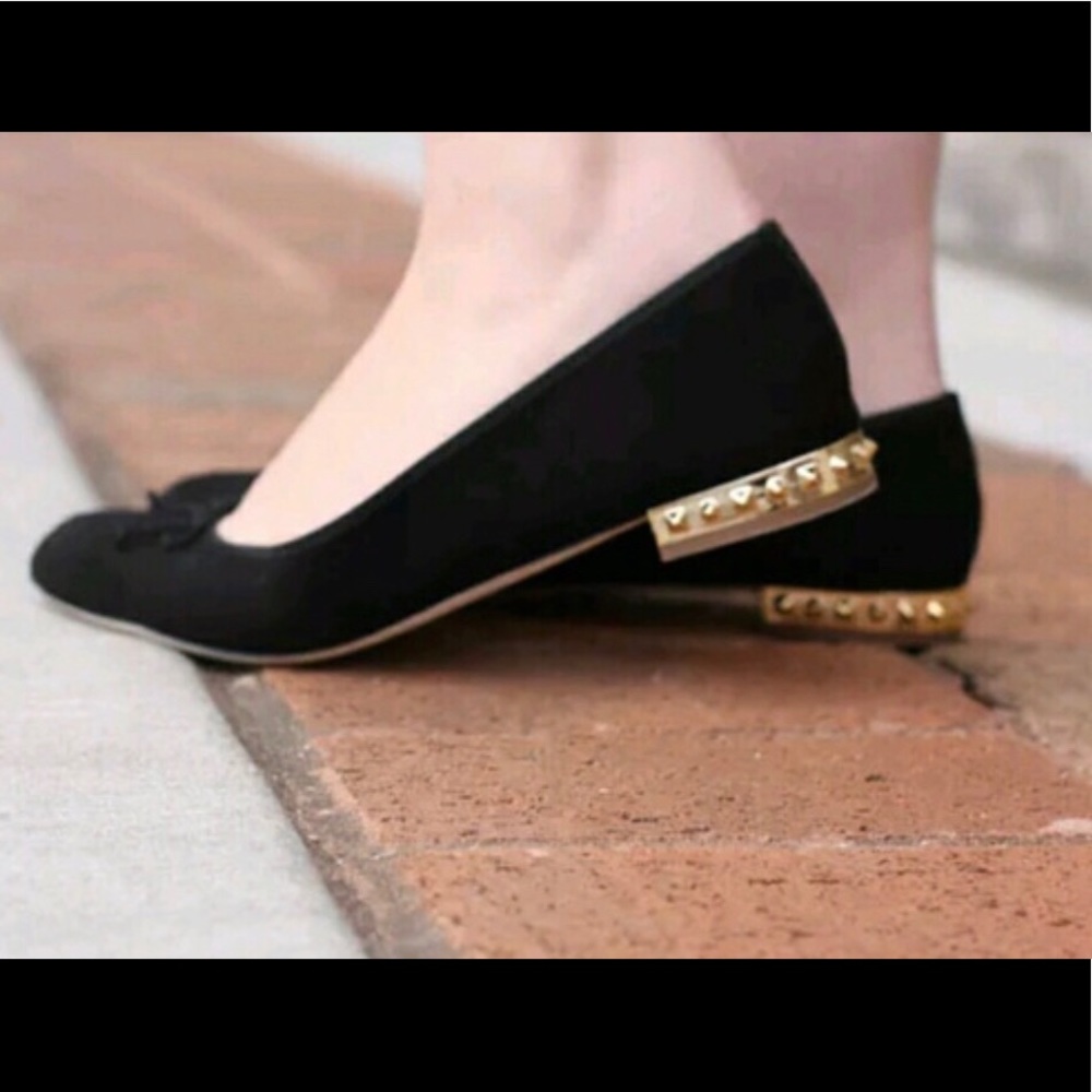 J. Crew “Kiki suede studded-heel ballet flats”